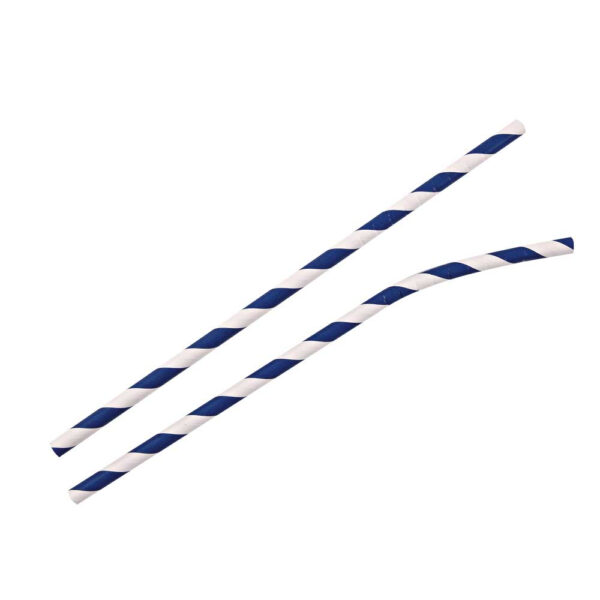 Słomki papierowe niebieskie z giętkim zagięciem 6x195 mm, 100 sztuk